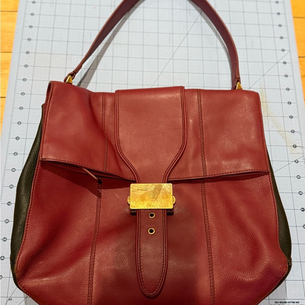 Tory Burch Leather shoulder bag-deep burgundy